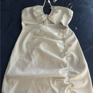Zara Cream Backless Halter Dress